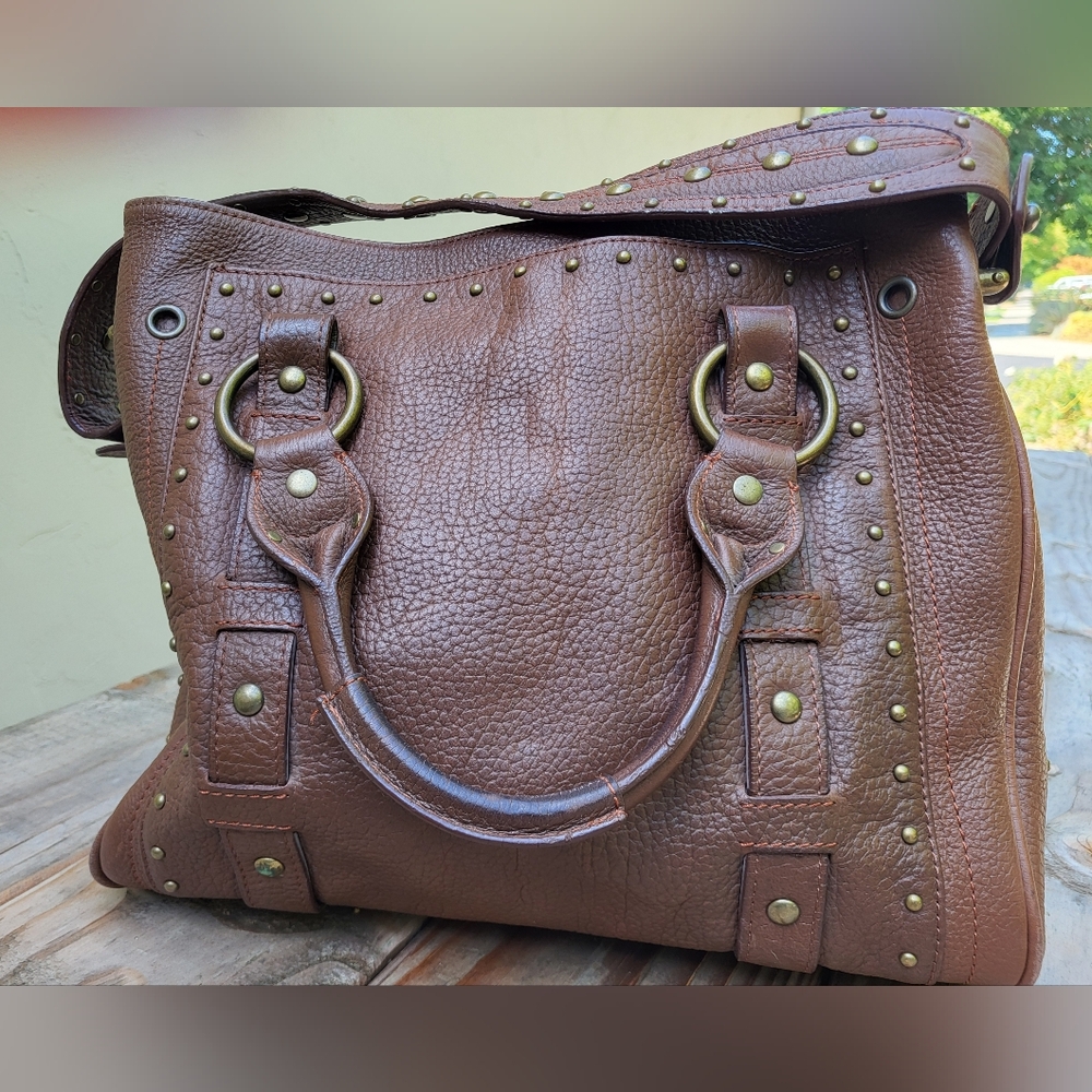Betsey Johnson Vintage Genuine Leather Studded Handbag - Picture 6 of 8